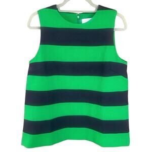 Tuckernuck Atlantic-Pacific Striped Top M Green Navy Sleeveless Textured Preppy